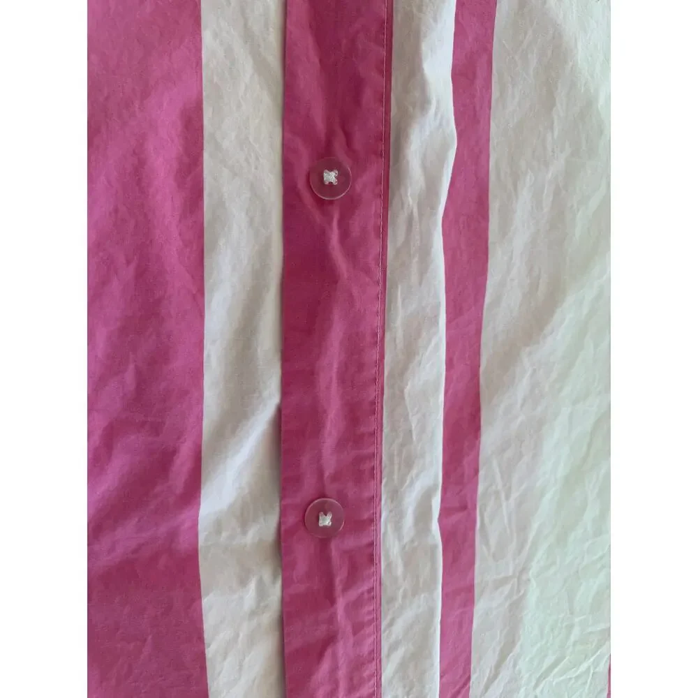 Pottery Barn Kids Twin Duvet Cover Pink White Stripe Cotton Girl Bedroom Bedding